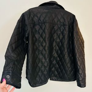 Black button up leather jacket